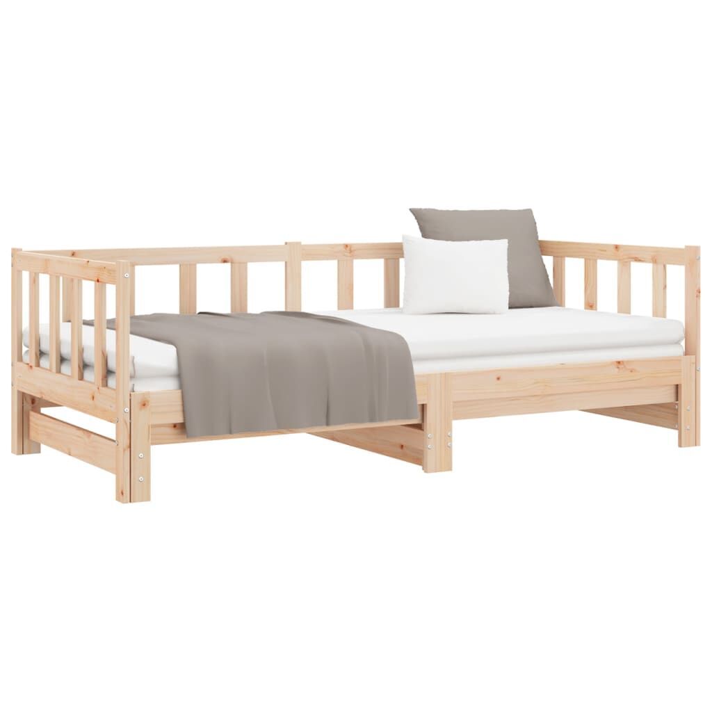 Day Bed with Trundle without Mattress 90x190 cm Solid Wood Price
