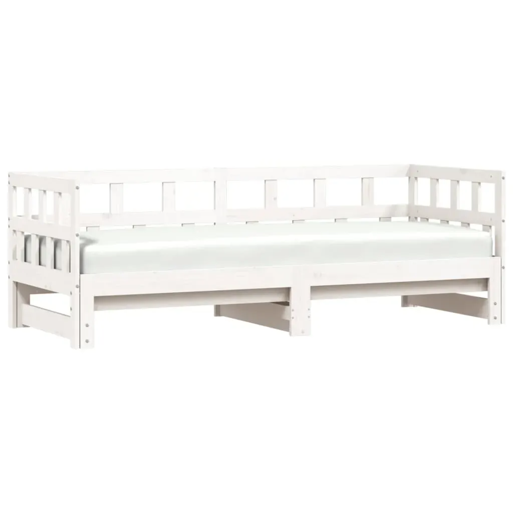 Daybed with Trundle without Mattress White 90x190 cm Solid Wood Price
