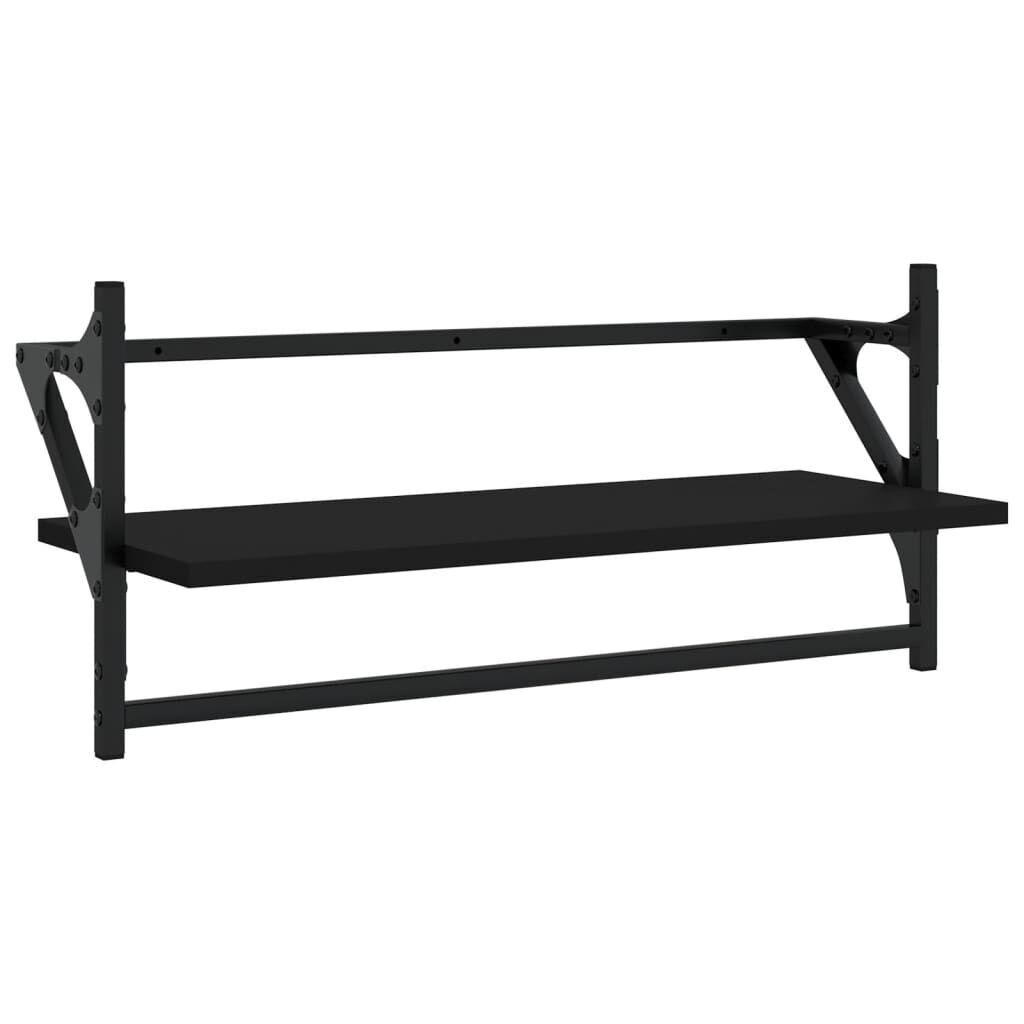 4 Piece Wall Shelf Set with Bars Black Engineered Wood Price
