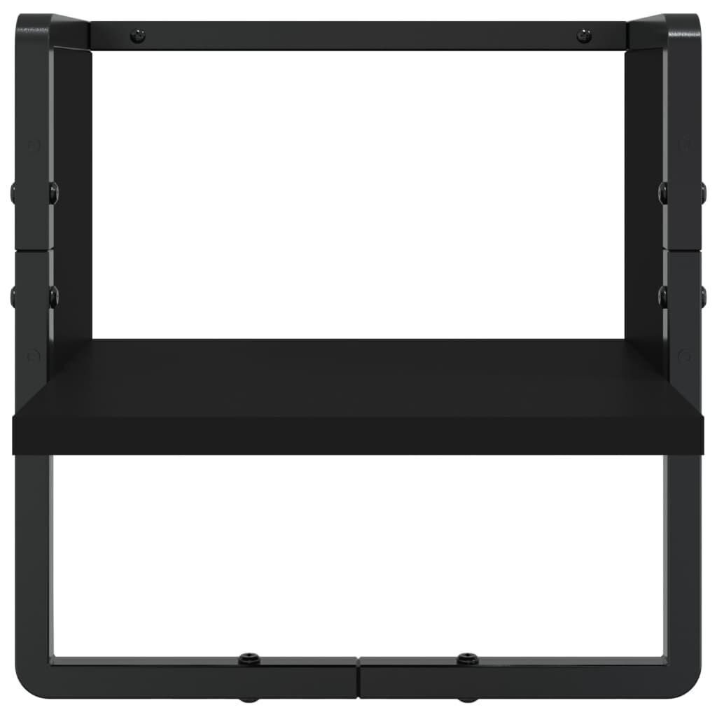 4 Piece Wall Shelf Set with Bars Black Engineered Wood Price