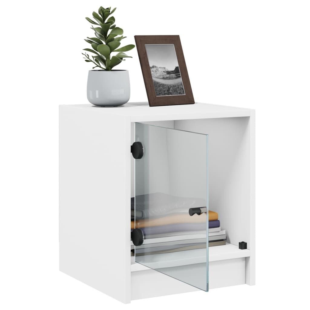 Bedside Cabinet with Glass Door White 35x37x42 cm Price