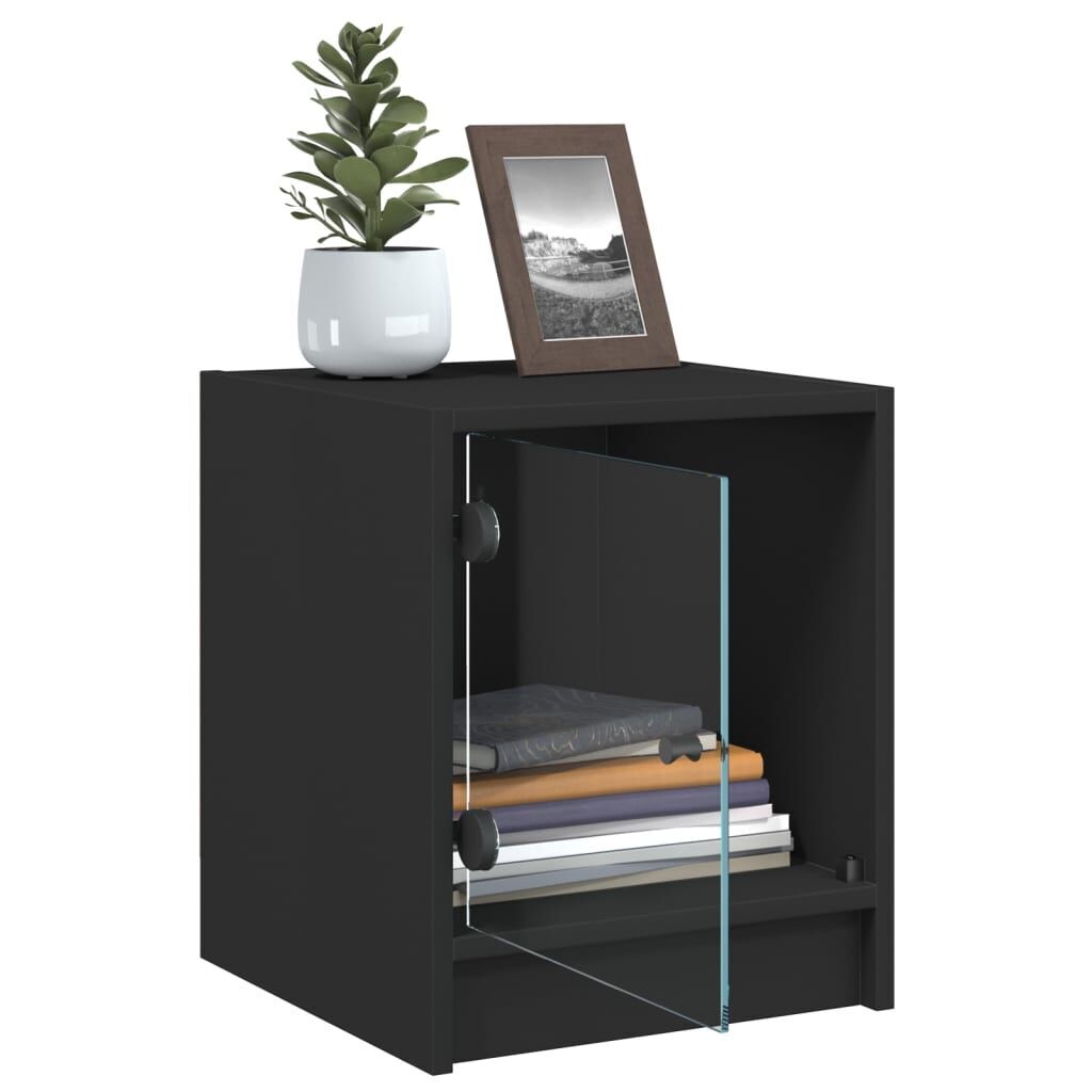 Bedside Cabinet with Glass Door Black 35x37x42 cm Price