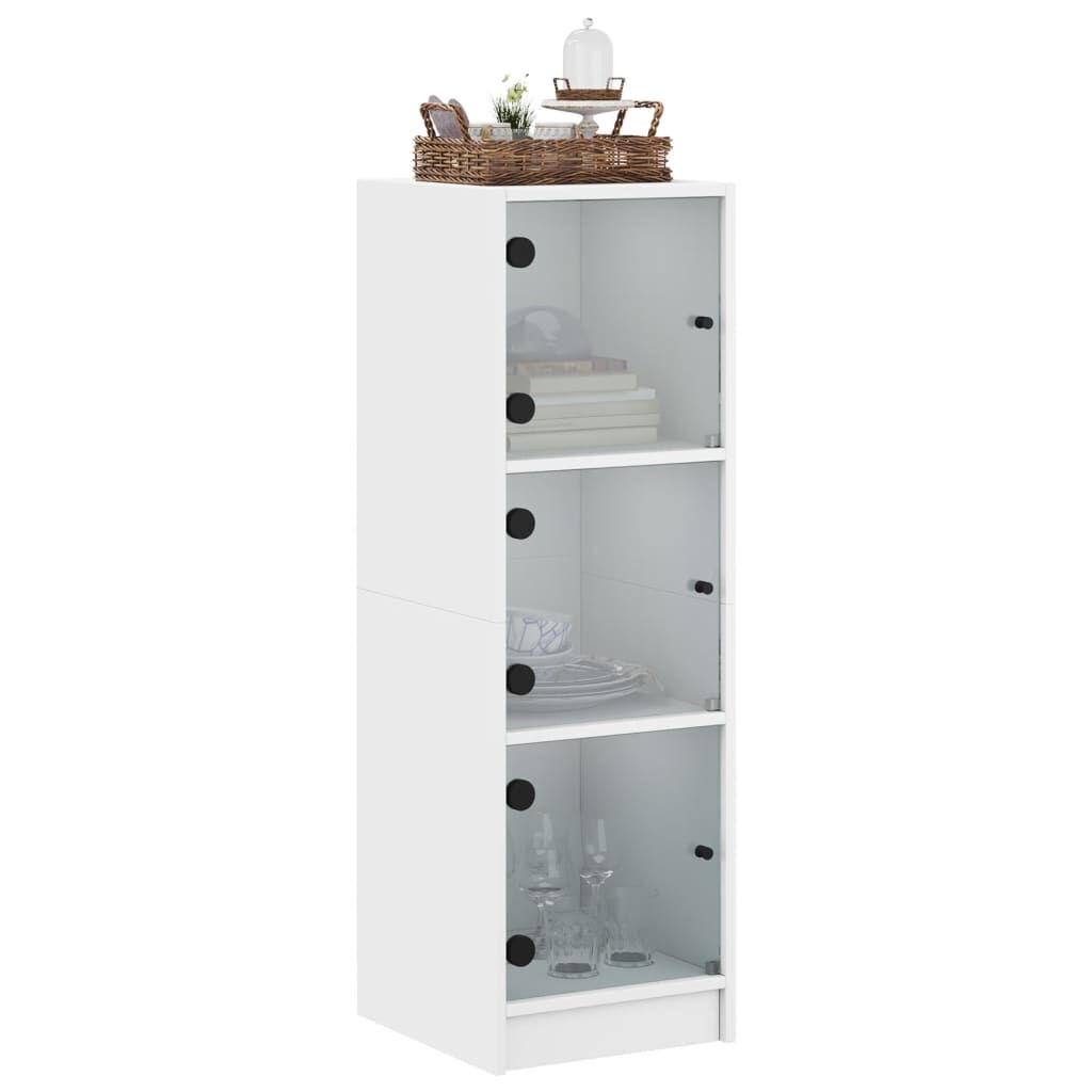 Highboard with Glass Doors White 35x37x109 cm Price