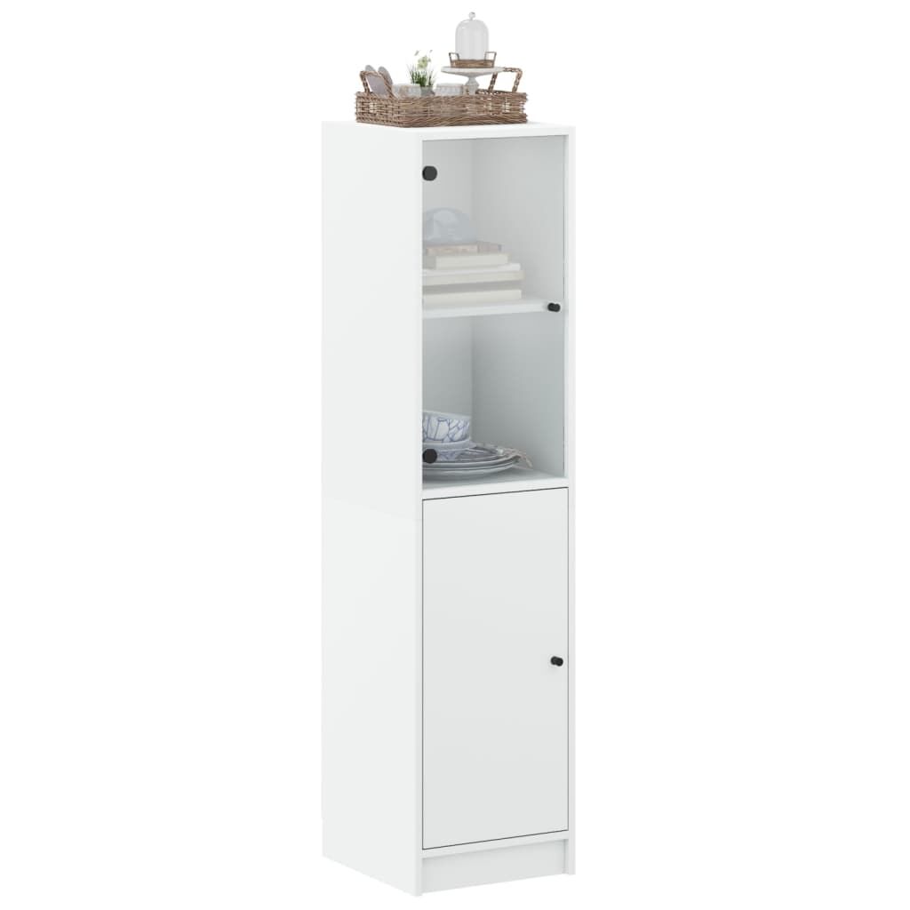 Highboard with Glass Door White 35x37x142 cm Price