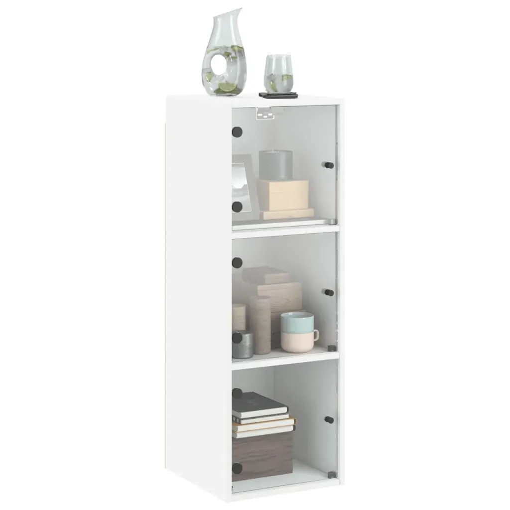 Wall Cabinet with Glass Doors White 35x37x100 cm Price
