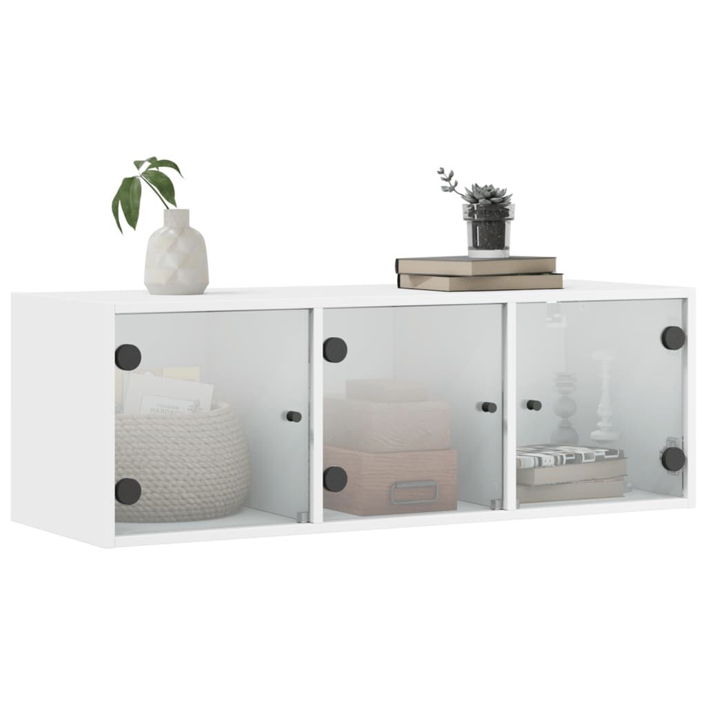 Wall Cabinet with Glass Doors White 102x37x35 cm Price