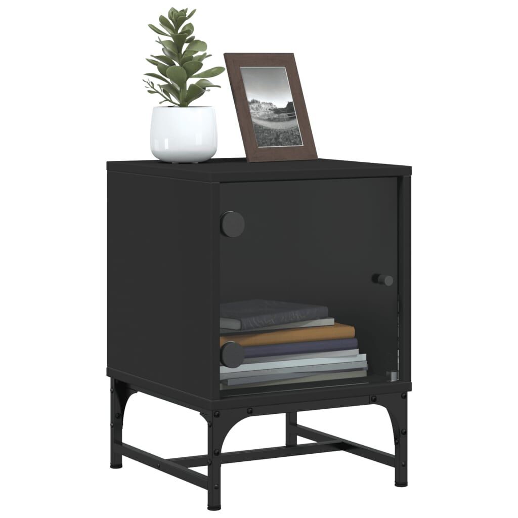 Bedside Cabinets with Glass Doors 2 pcs Black 35x37x50 cm Price