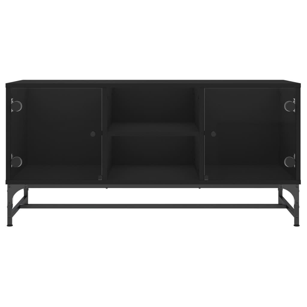 TV Cabinet with Glass Doors Black 102x37x50 cm Price