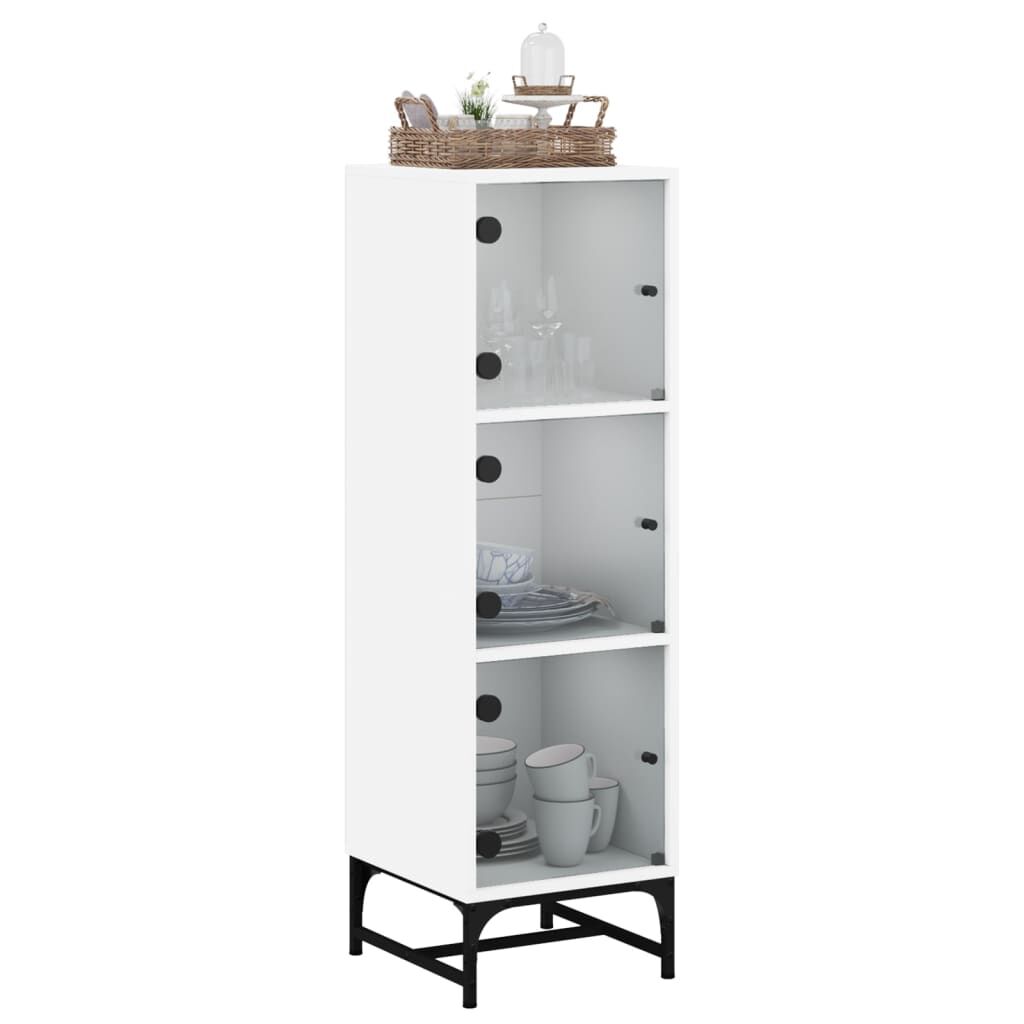 Highboard with Glass Doors White 35x37x120 cm Price