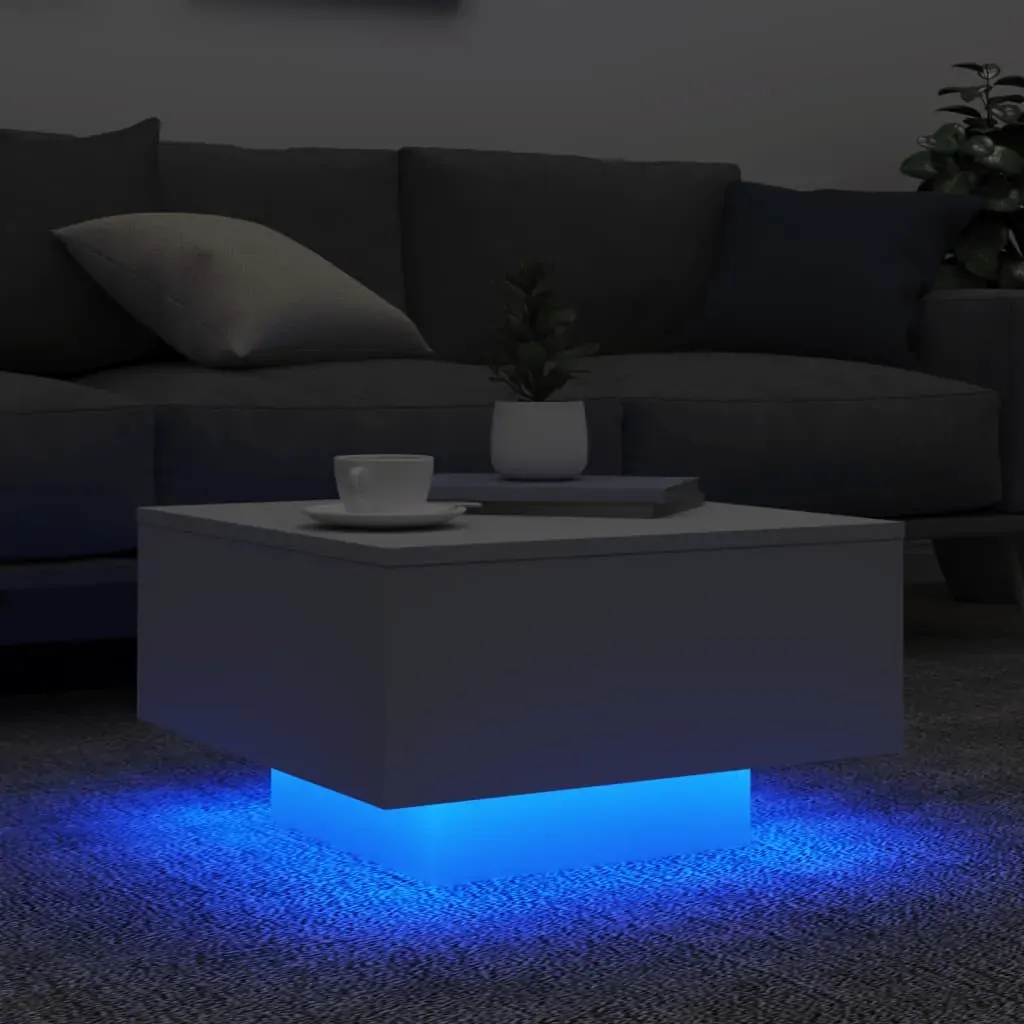 Coffee Table with LED Lights White 55x55x31 cm Price