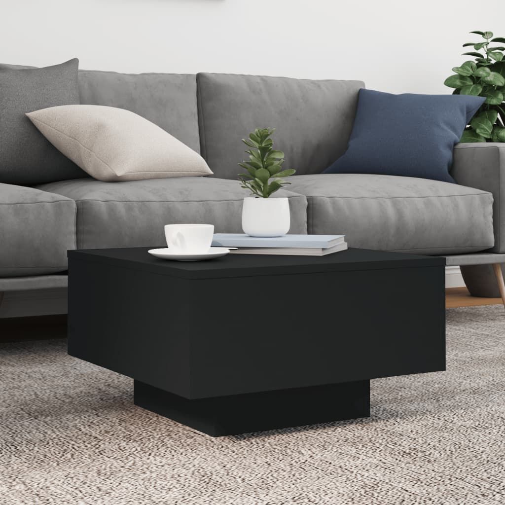 Coffee Table with LED Lights Black 55x55x31 cm Price