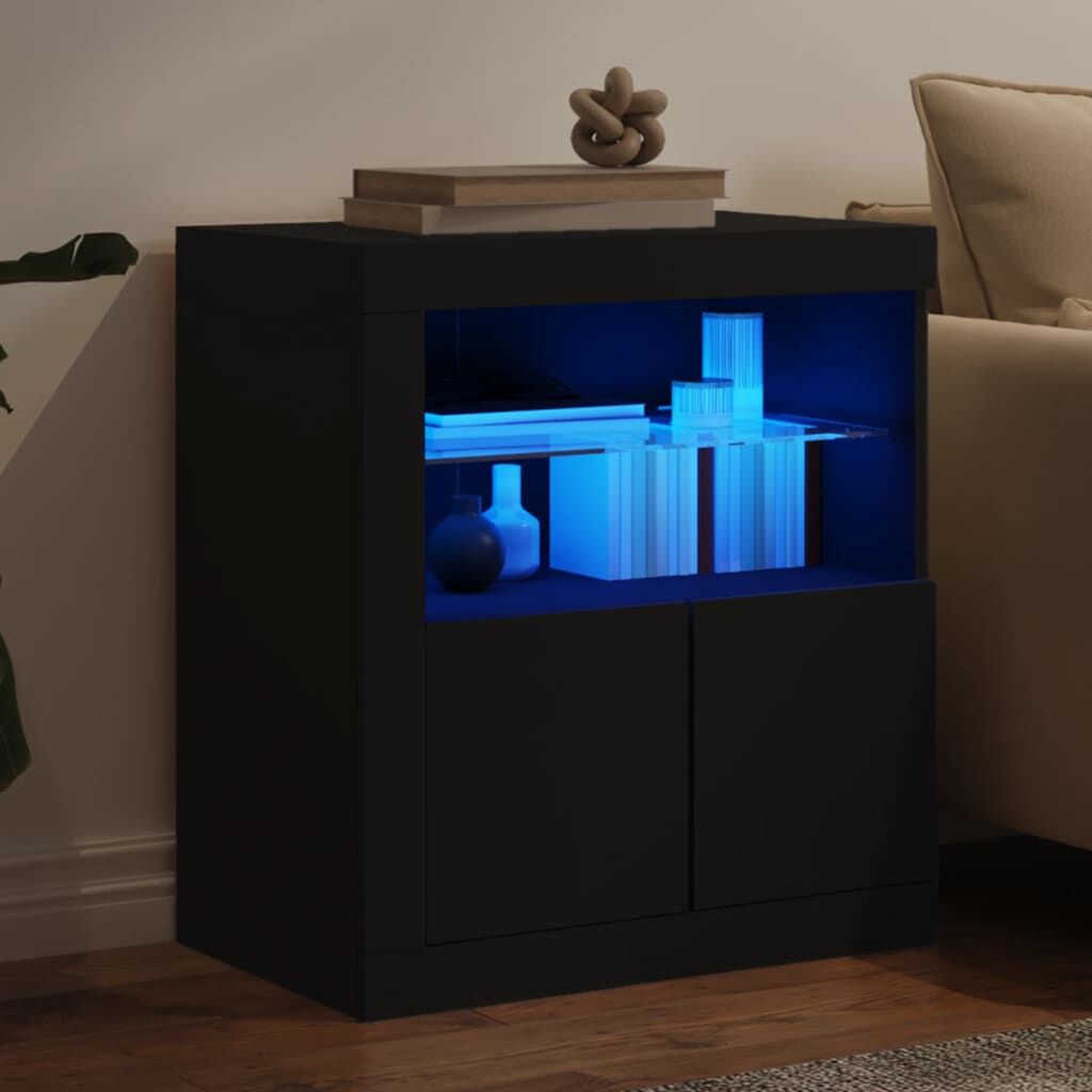Sideboard with LED Lights Black 60.5x37x67 cm Price