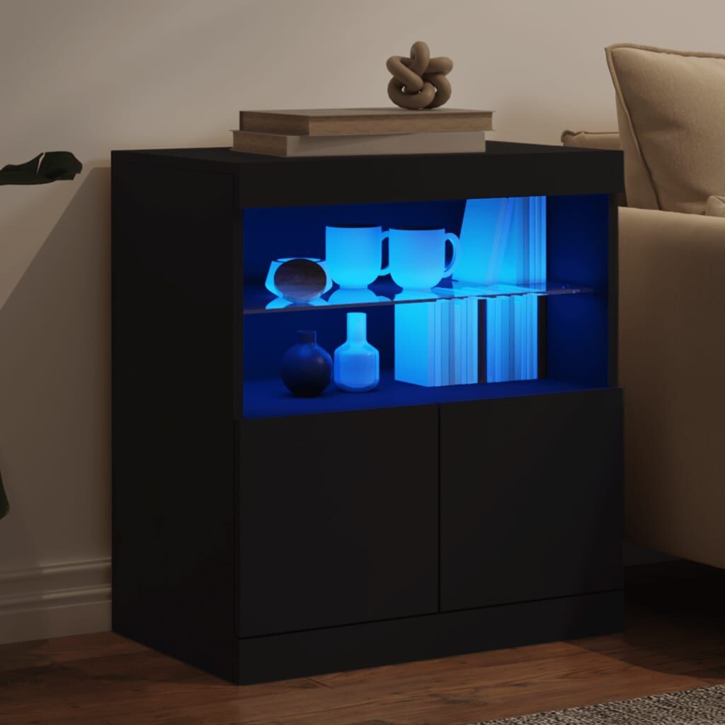 Sideboard with LED Lights Black 60x37x67 cm Price