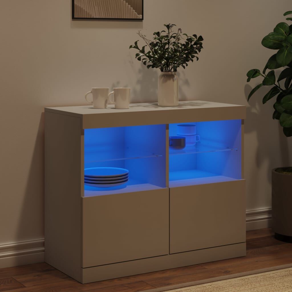 Sideboard with LED Lights White 81x37x67 cm Price
