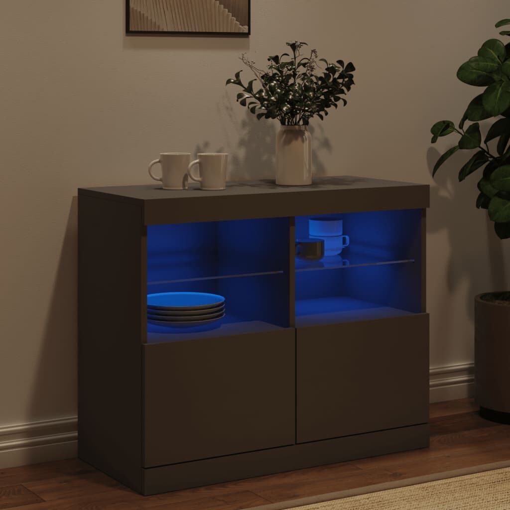 Sideboard with LED Lights Black 81x37x67 cm Price