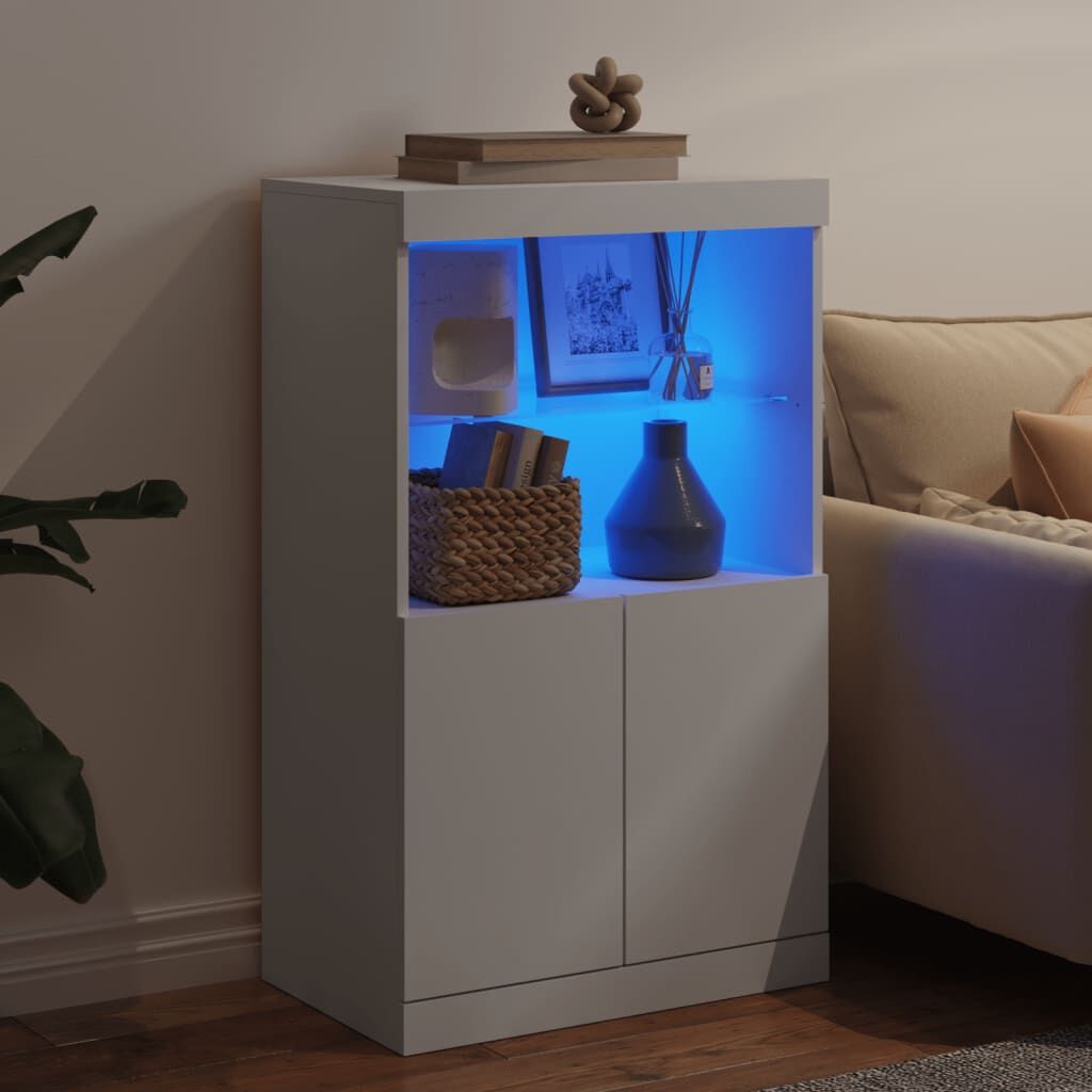 Sideboard with LED Lights White 60.5x37x100 cm Price