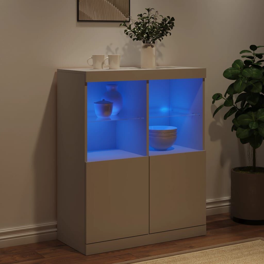 Sideboard with LED Lights White 81x37x100 cm Price