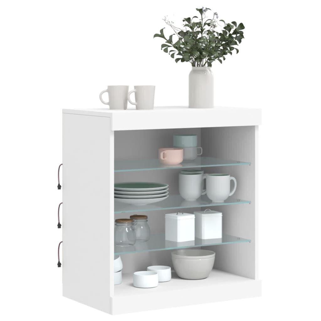 Sideboard with LED Lights White 60.5x37x67 cm Price