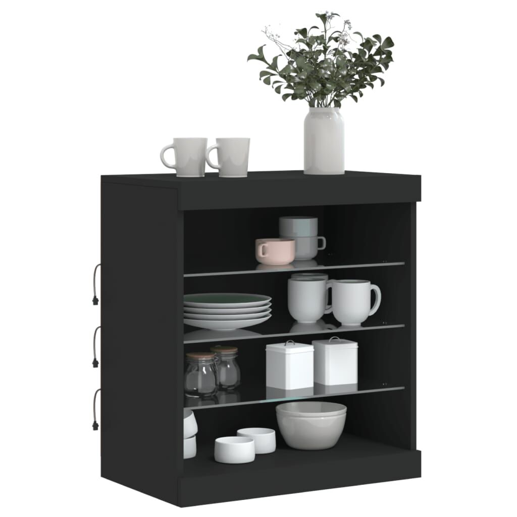 Sideboard with LED Lights Black 60.5x37x67 cm Price