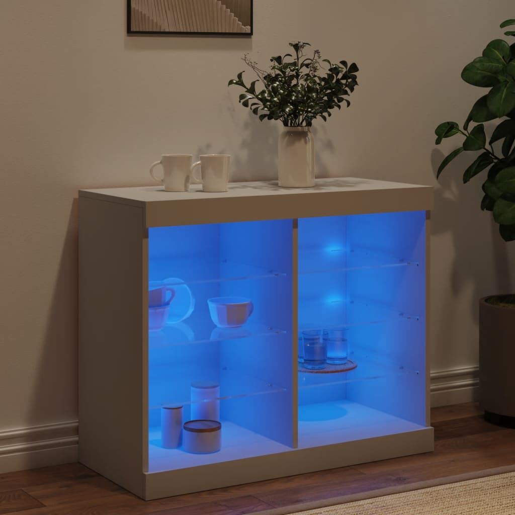 Sideboard with LED Lights White 81x37x67 cm Price