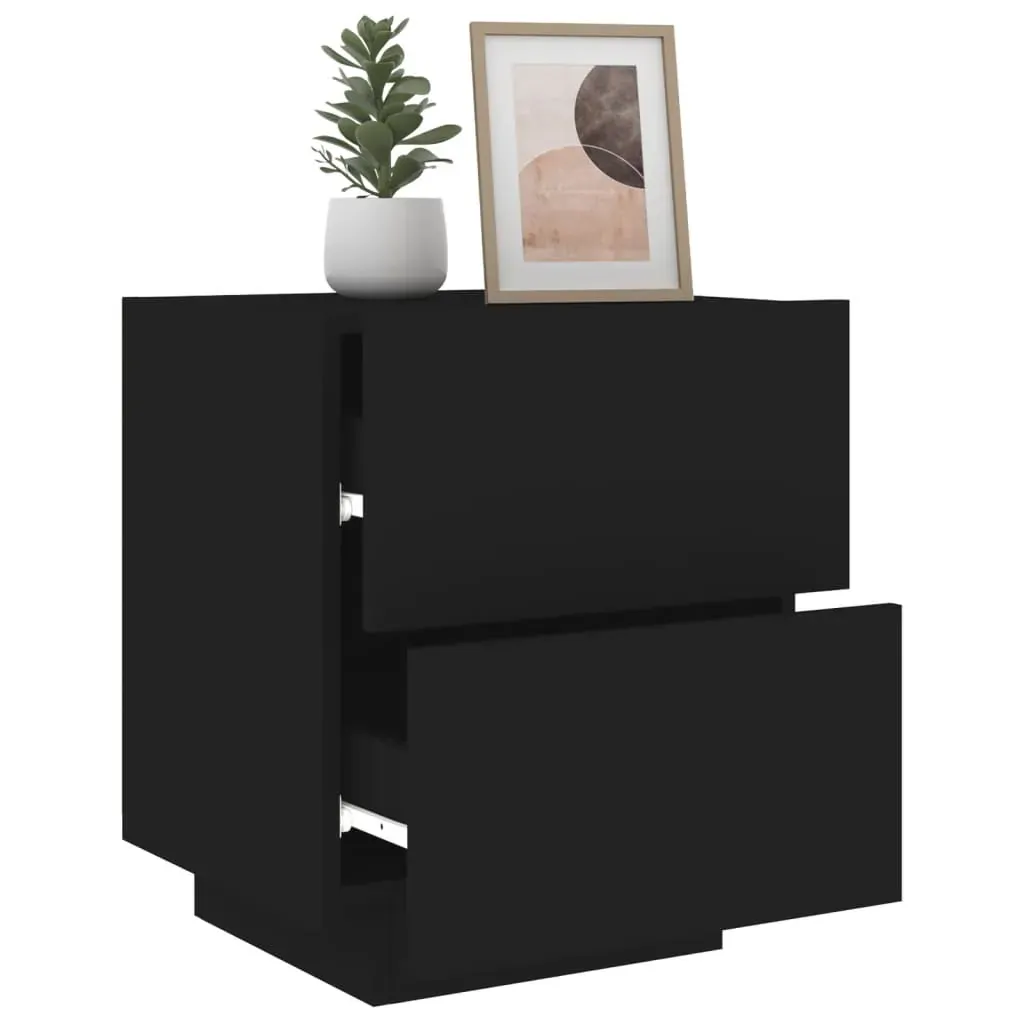 Bedside Cabinets with LED Lights 2 pcs Black Engineered Wood Price