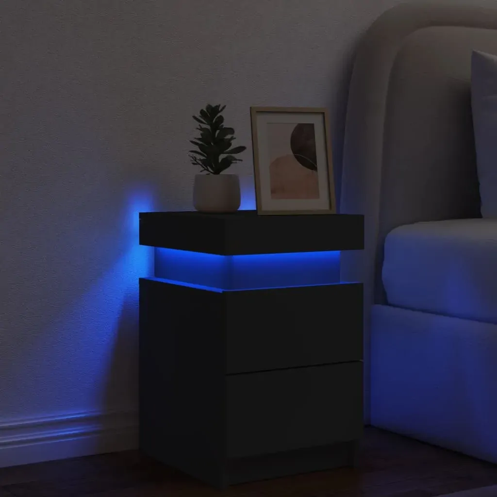 Bedside Cabinet with LED Lights Black 35x39x55 cm Price