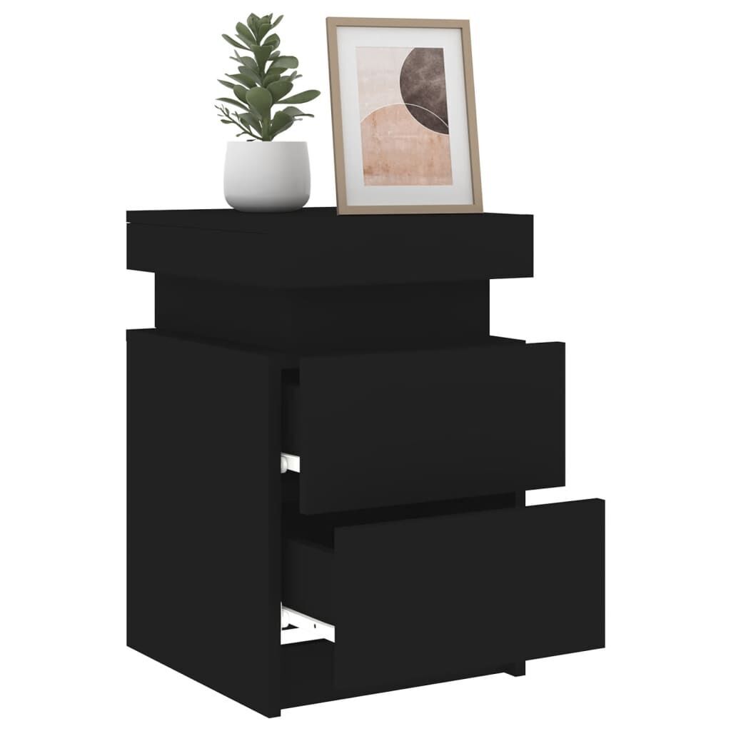 Bedside Cabinets with LED Lights 2 pcs Black 35x39x55 cm Price