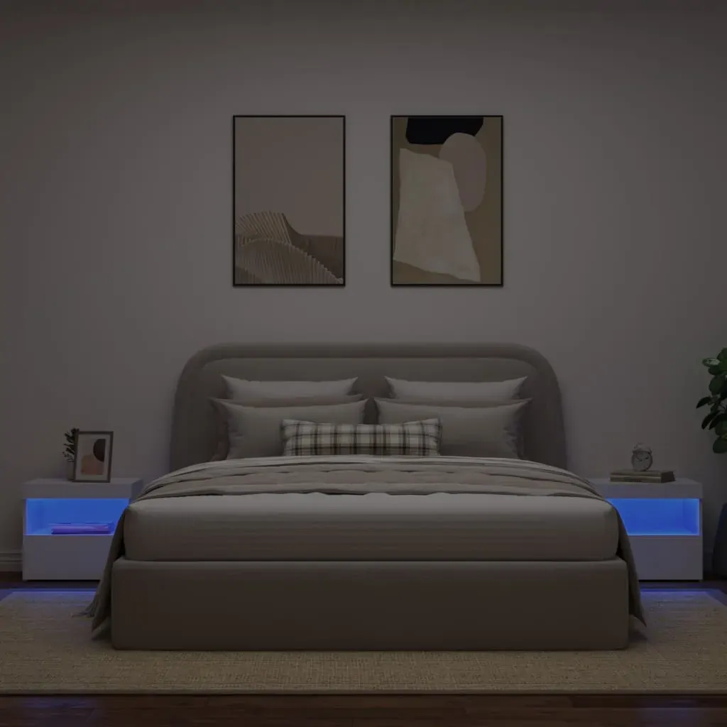 Bedside Cabinets with LED Lights 2 pcs White 50x40x45 cm Price