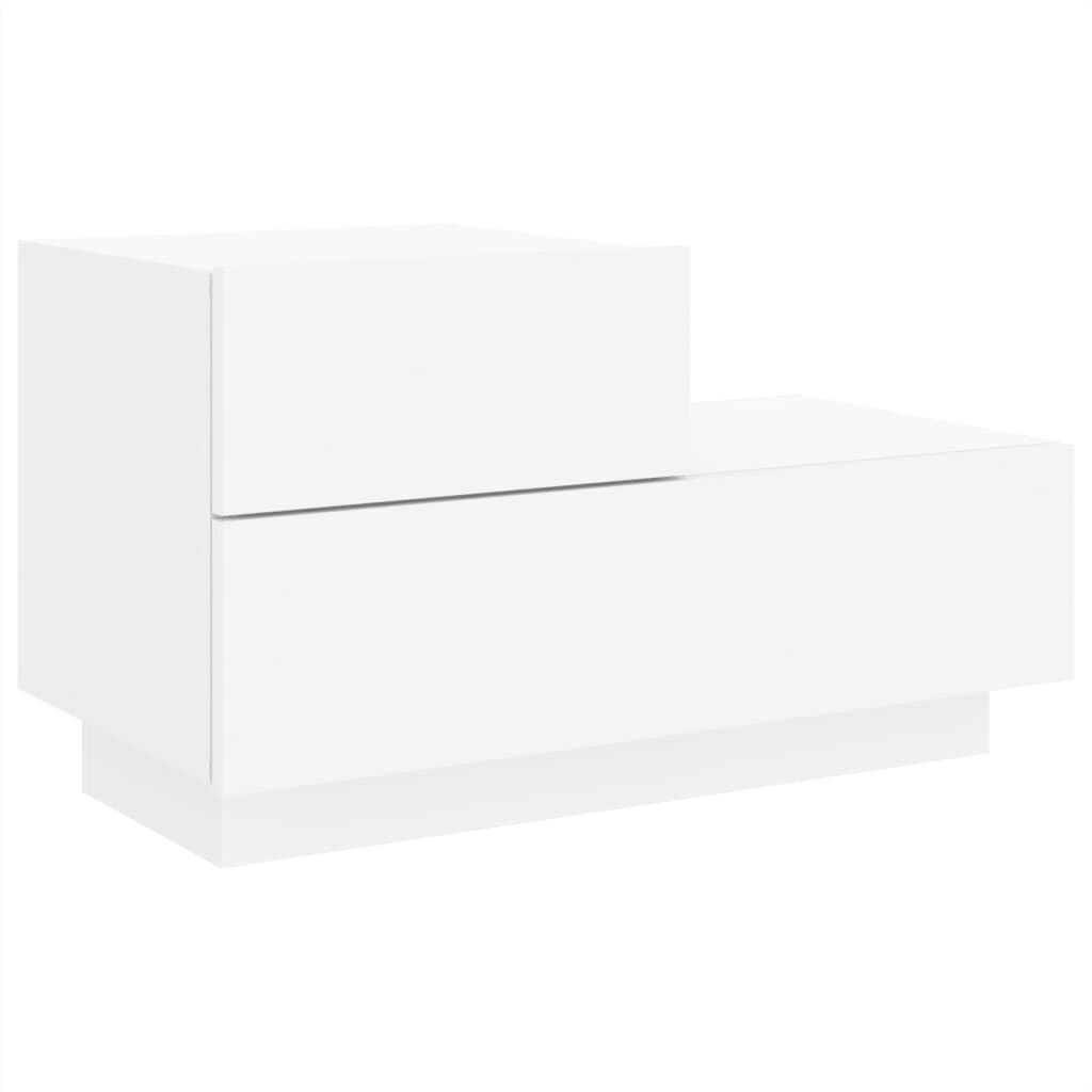 Bedside Cabinet with LED Lights White 70x36x40.5 cm Price