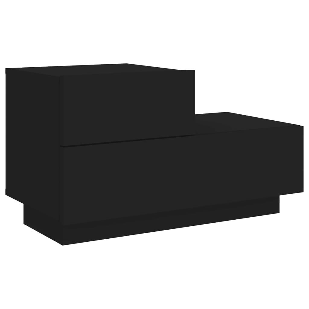 Bedside Cabinet with LED Lights Black 70x36x40.5 cm Price