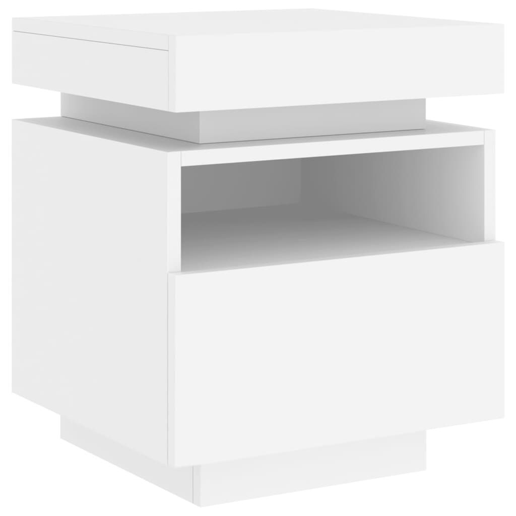 Bedside Cabinet with LED Lights White 40x39x48.5 cm Price
