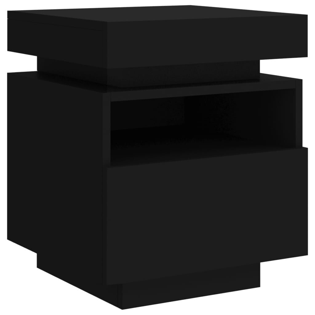 Bedside Cabinet with LED Lights Black 40x39x48.5 cm Price
