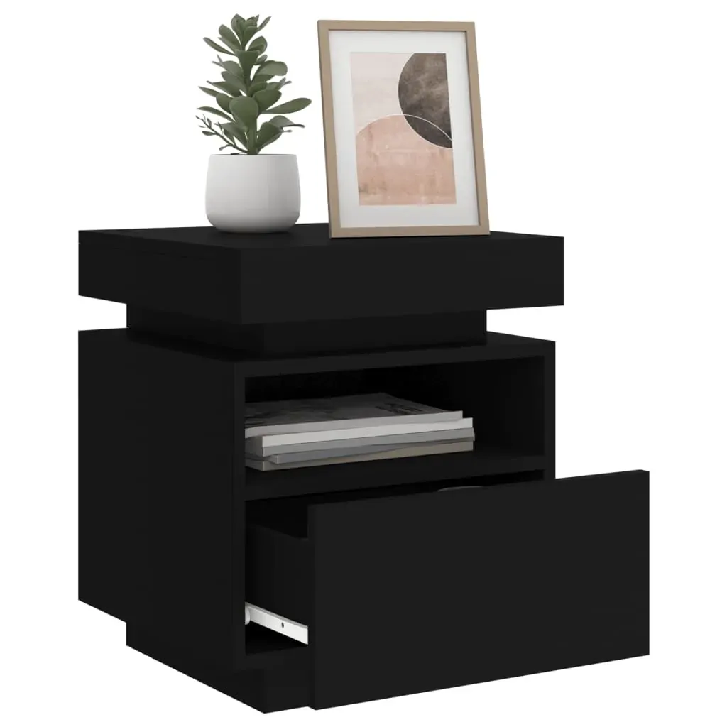 Bedside Cabinets with LED Lights 2 pcs Black 40x39x48.5 cm Price