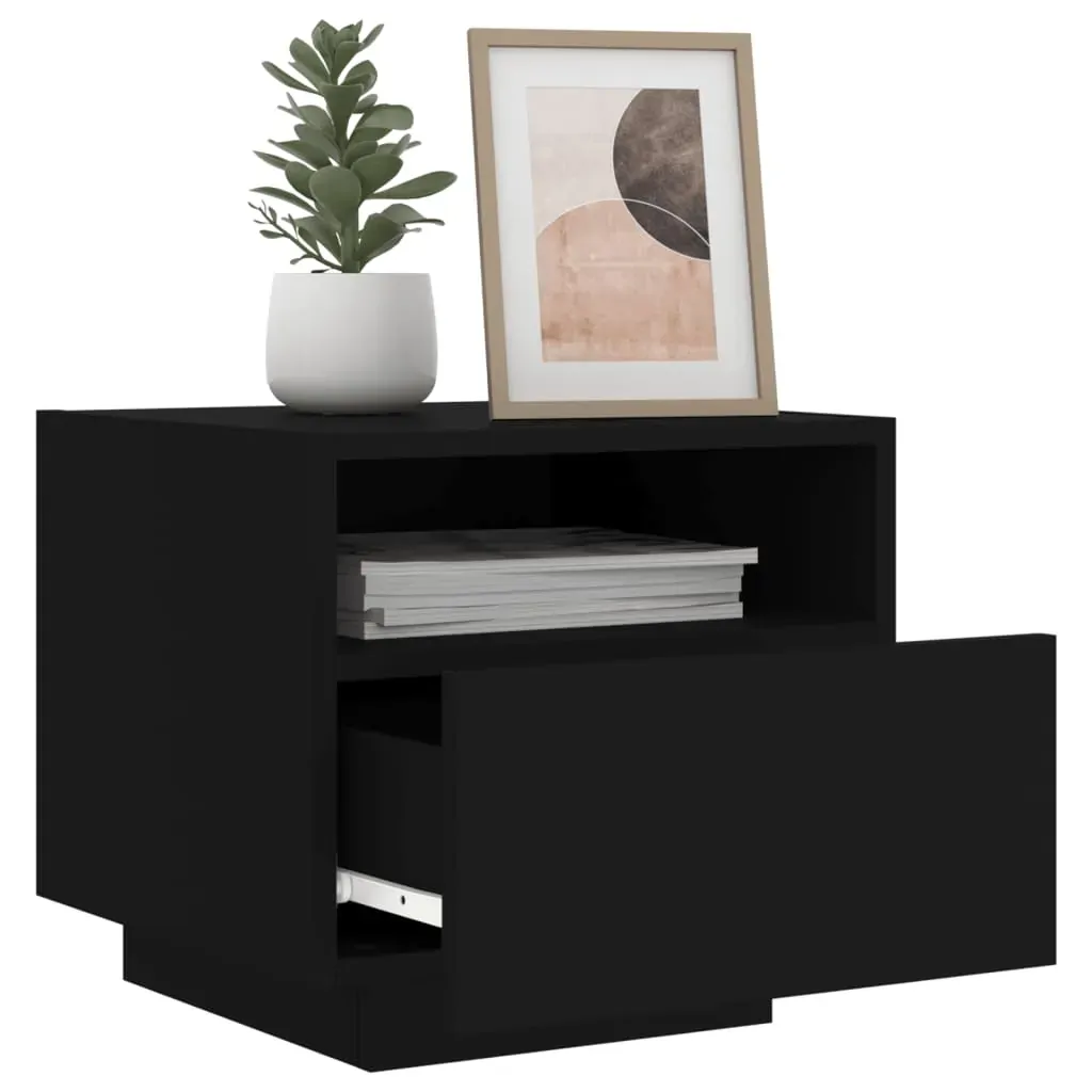 Bedside Cabinets with LED Lights 2 pcs Black 40x39x37 cm Price
