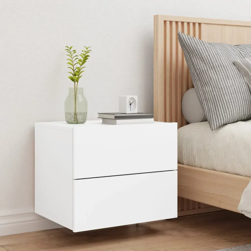 Wall-mounted Bedside Cabinet with LED Lights White Price