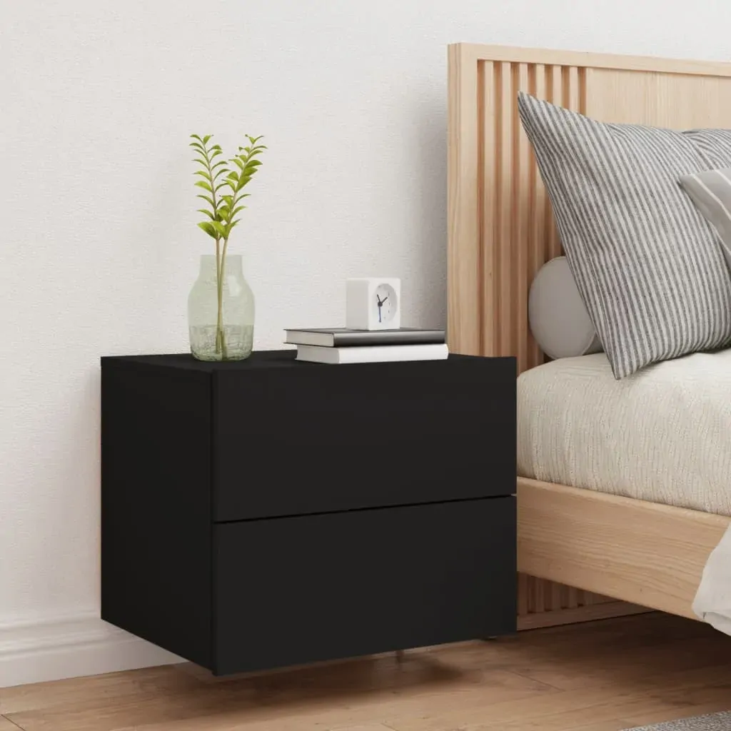 Wall-mounted Bedside Cabinet with LED Lights Black Price
