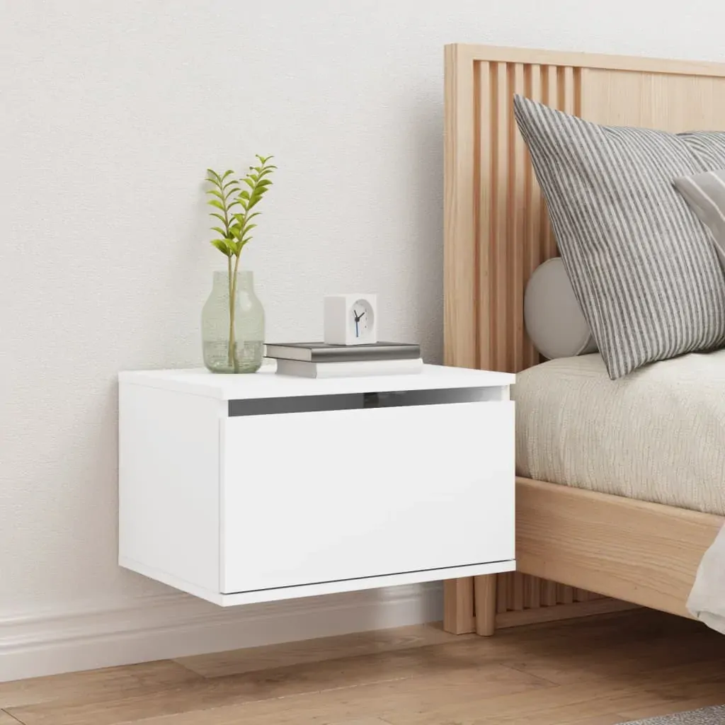 Wall-mounted Bedside Cabinet with LED Lights White Price