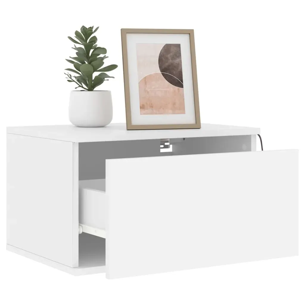 Wall-mounted Bedside Cabinets with LED Lights 2 pcs White Price