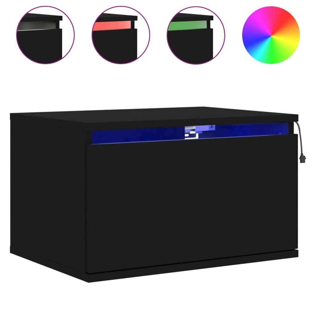 Wall-mounted Bedside Cabinets with LED Lights 2 pcs Black Price