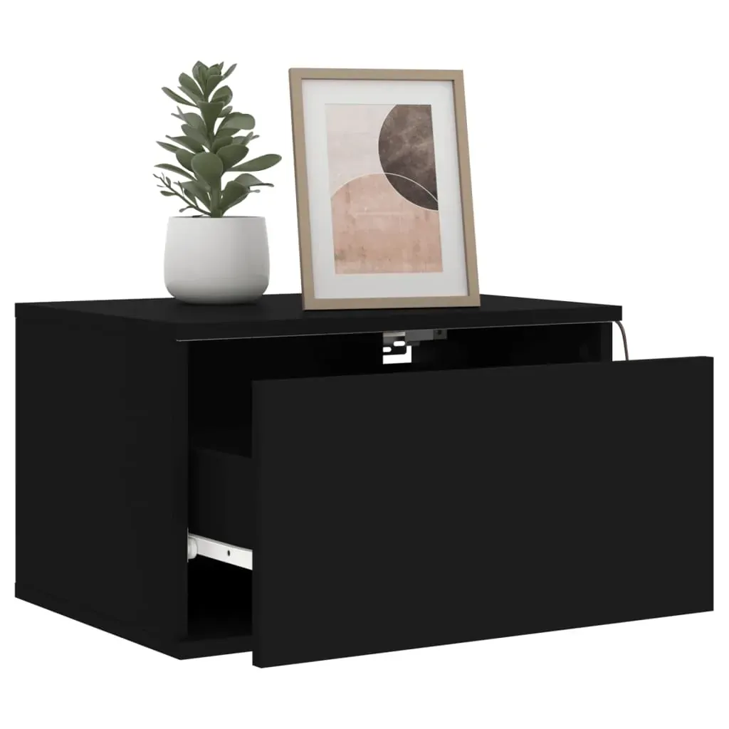 Wall-mounted Bedside Cabinets with LED Lights 2 pcs Black Price
