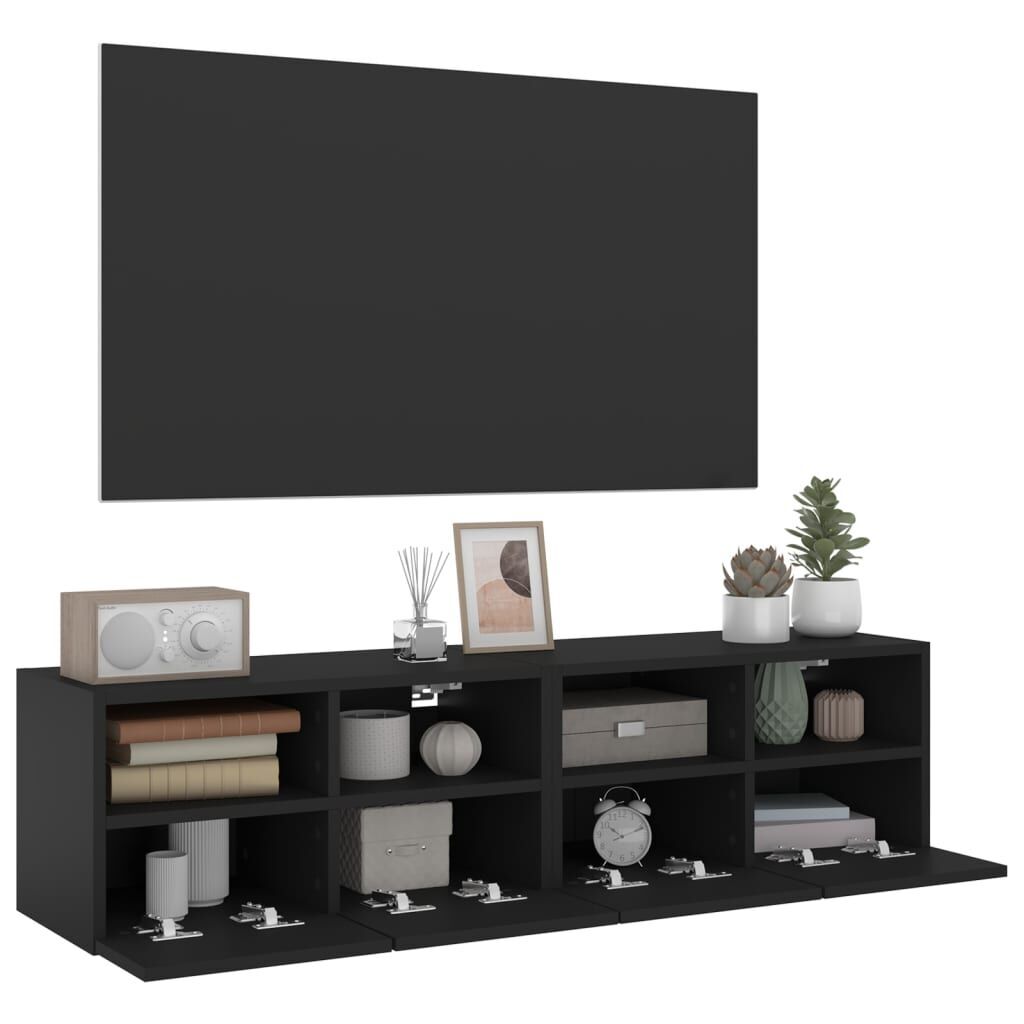 TV Wall Cabinets 2 pcs Black 60x30x30 cm Engineered Wood Price