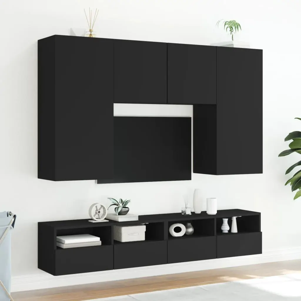 TV Wall Cabinet Black 100x30x30 cm Engineered Wood Price