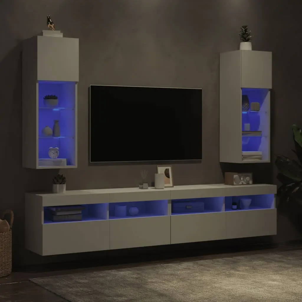 TV Cabinets with LED Lights 2 pcs White 30.5x30x90 cm Price