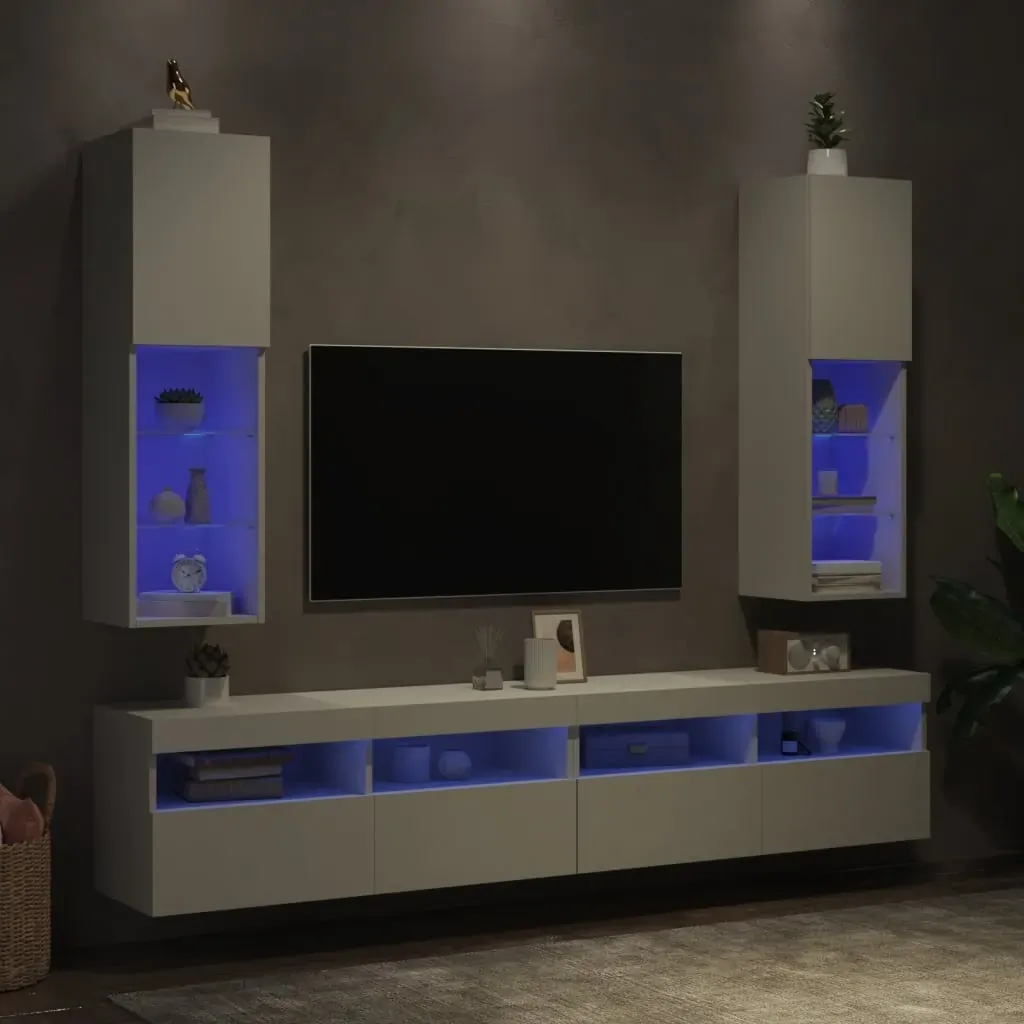 TV Cabinets with LED Lights 2 pcs White 30.5x30x102 cm Price