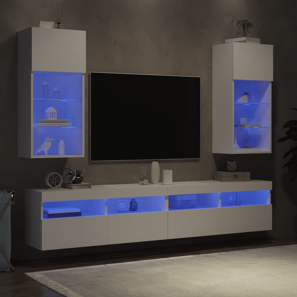 TV Cabinets with LED Lights 2 pcs White 40.5x30x90 cm Price