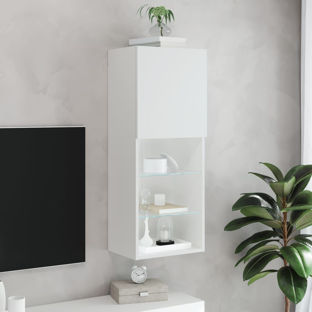TV Cabinet with LED Lights White 40.5x30x102 cm Price