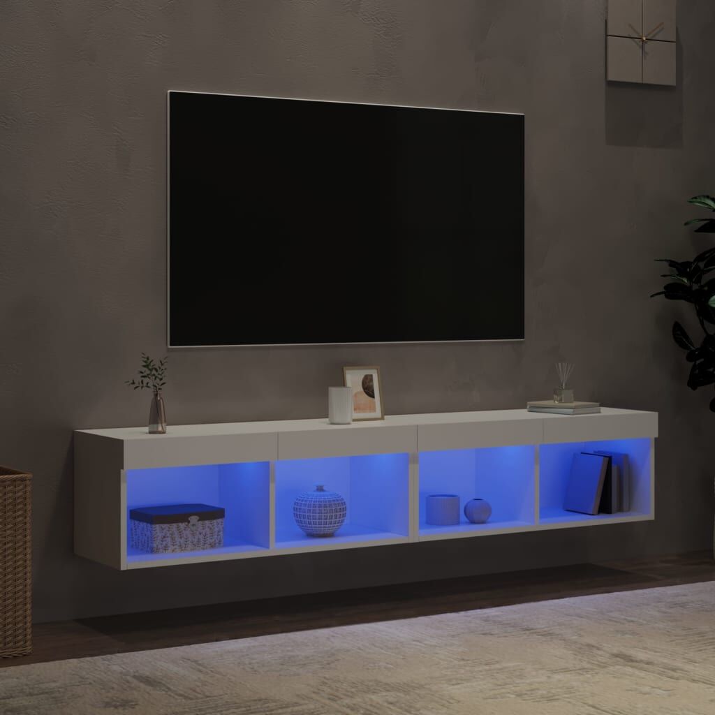 TV Cabinets with LED Lights 2 pcs White 80x30x30 cm Price