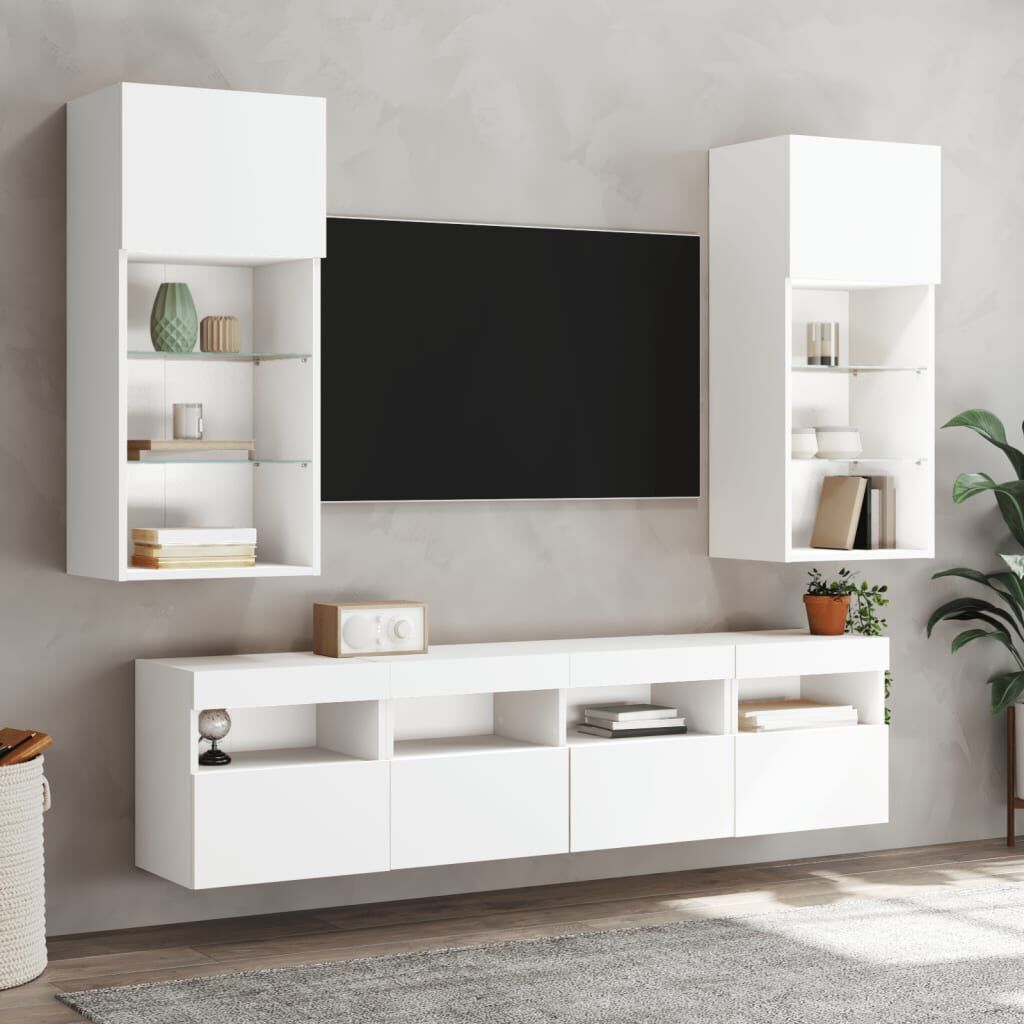 TV Wall Cabinets with LED Lights 2 pcs White 40x30x40 cm Price