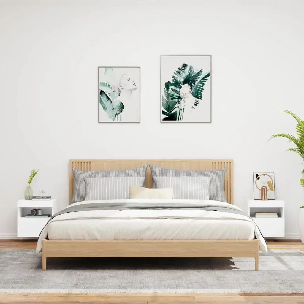 TV Wall Cabinets with LED Lights 2 pcs White 40x30x40 cm Price
