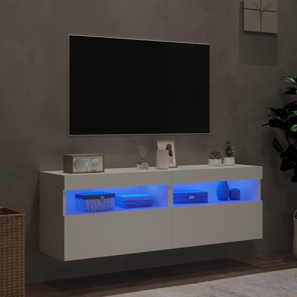 TV Wall Cabinets with LED Lights 2 pcs White 60x30x40 cm Price